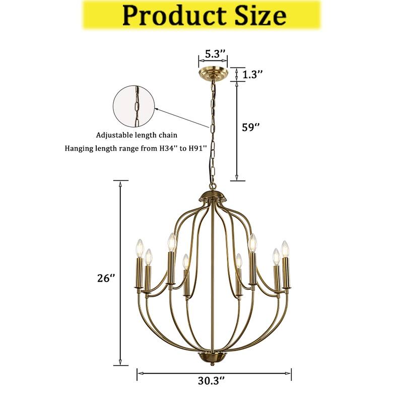 CraftHome 26'' 8-Light Modern Candelabra Chandelier For Living Room Dining Room And Entryway