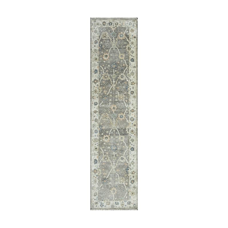 LoomBloom Multi Size Gray Hand Knotted Wool Oushak Rug