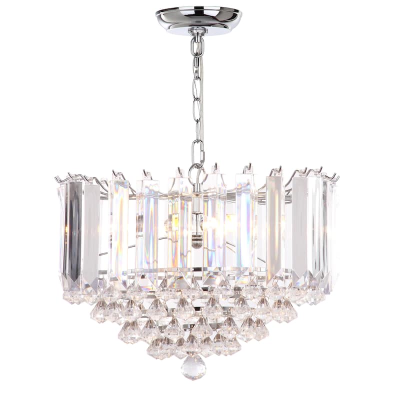 SAFAVIEH Lighting Carly 16.5-inch 2-Light Chrome/ Clear Adjustable Pendant Lamp - 16.5" W x 16.5" D x 16.25-88.25" H