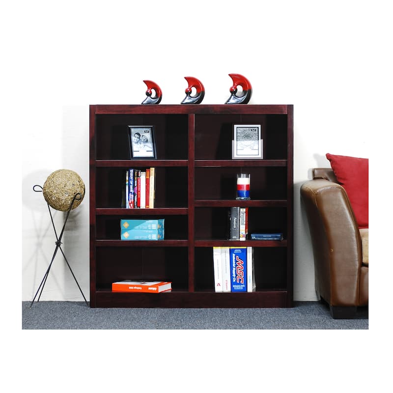 Concepts in Wood Double Wide Wood Bookcase, 8 Shelf, 48 inch Tall