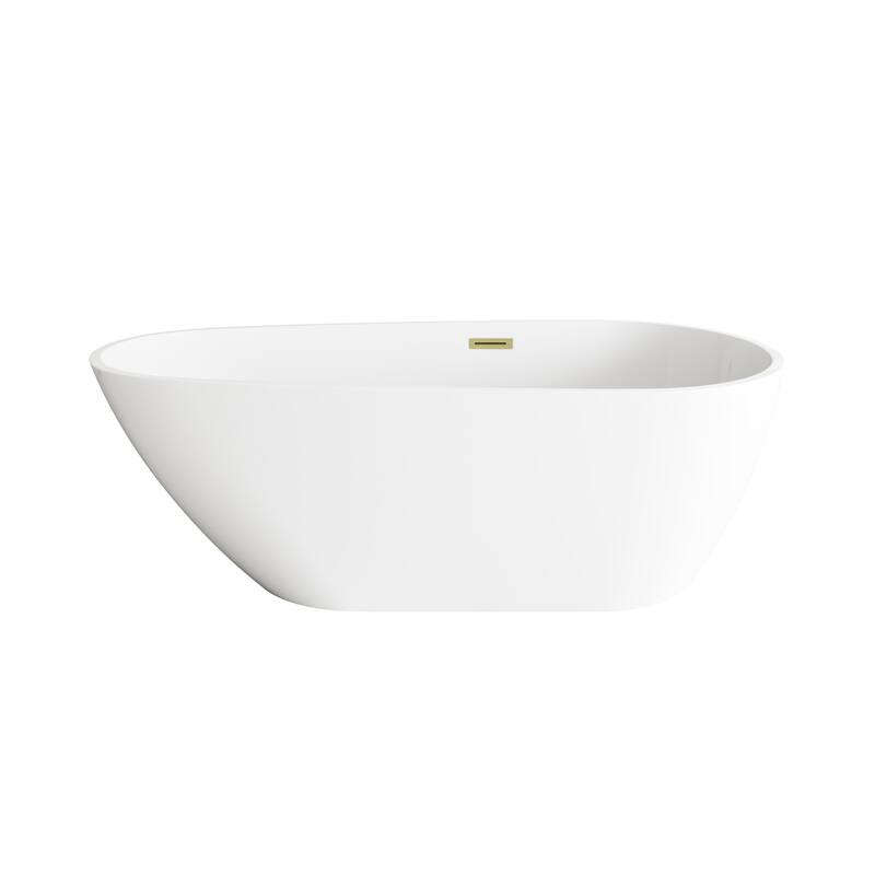 Hillary Bathtub in Glossy White - Glossy White with Brushed Gold Trim - 67"