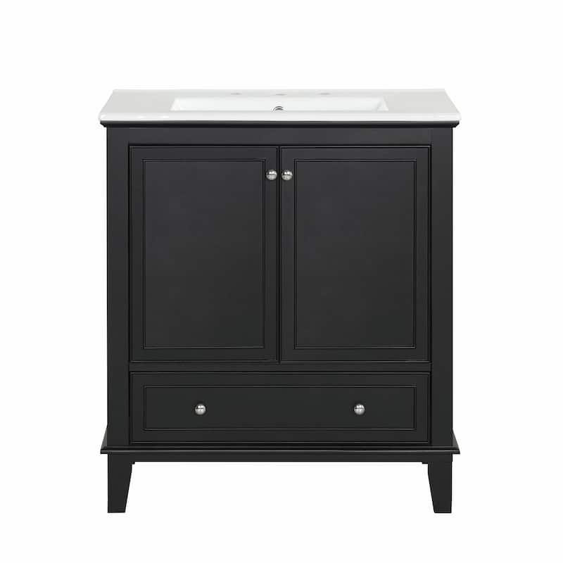 30" Bathroom Vanity with Sink Combo, Multi-functional Cabinet with Doors and Drawer