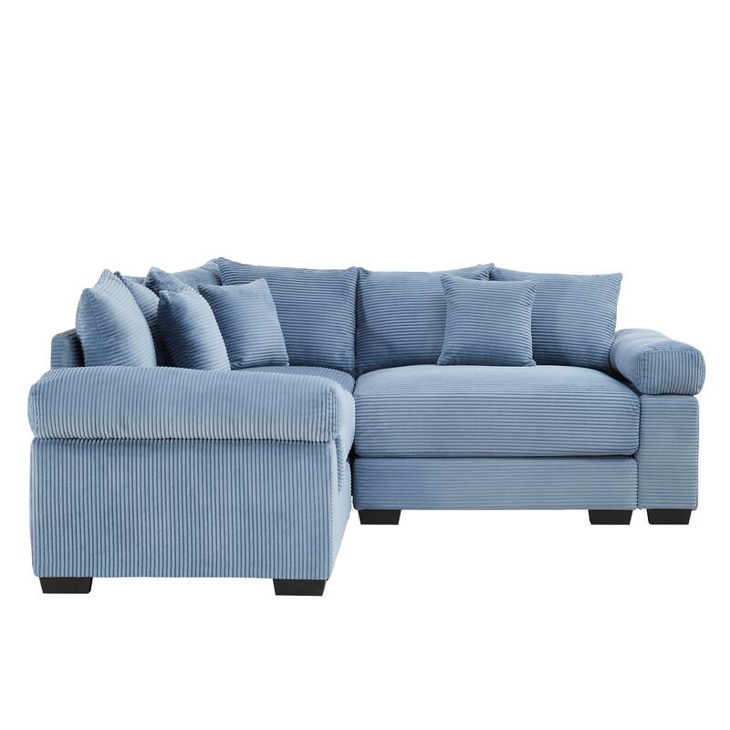 GDFStudio - Corduroy L-Shaped 3-Seater 79.1" Cloud Modular Sectional Couch
