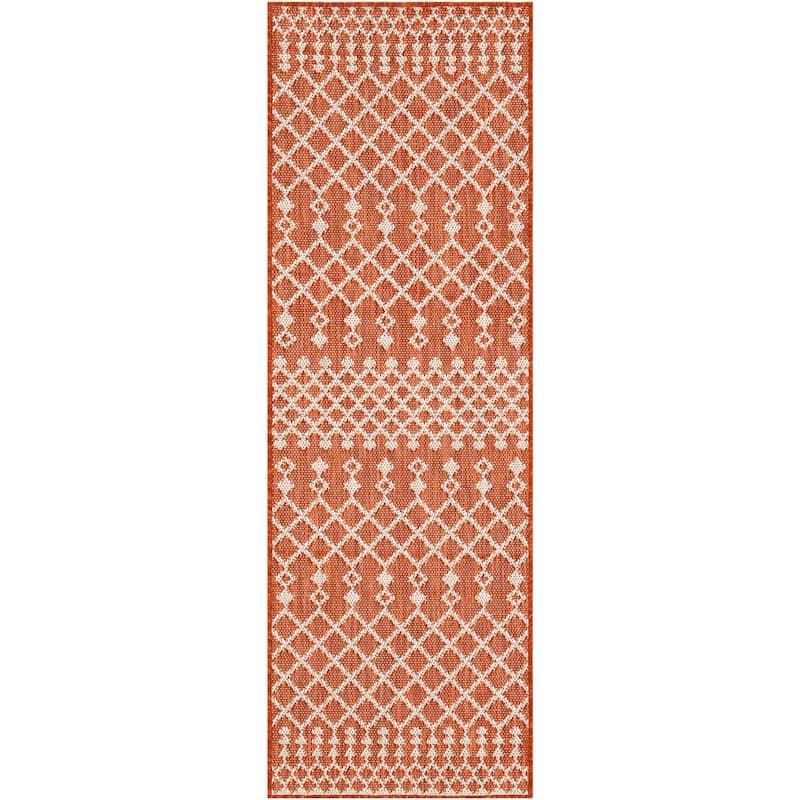 Nourison Positano Indoor/Outdoor Moroccan Area Rug - 2' x 6' - Orange/Terracotta