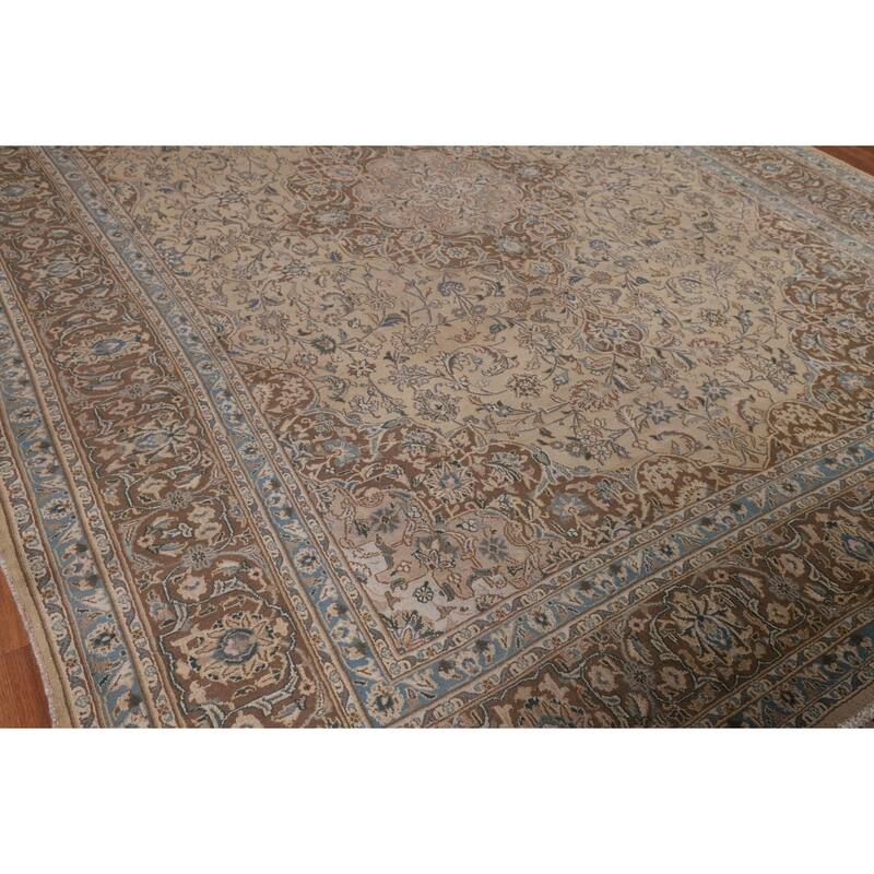 Traditional Mashad Persian Vintage Area Rug Handmade Wool Carpet - 9'8"x 12'9"
