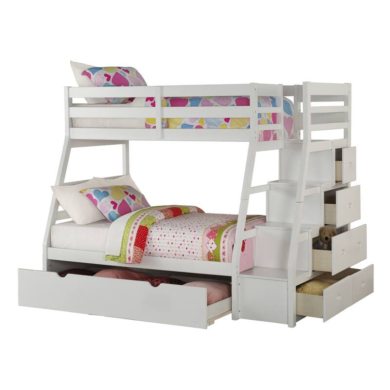 Farley Twin Over Full Bunk Bed with Storage Ladder and Trundle