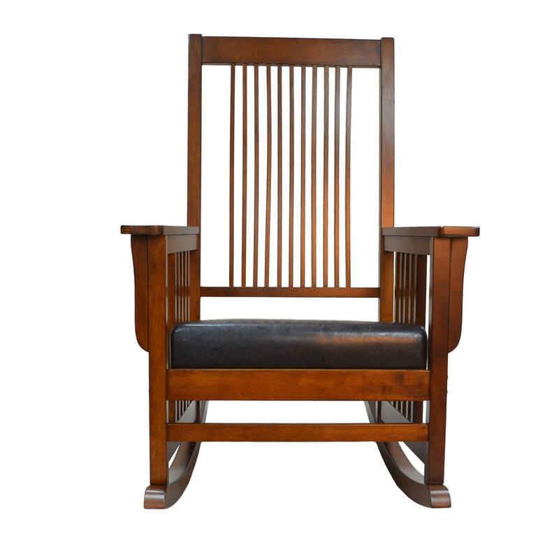 Upholstered Mission Rocker Chair - 47" - Chestnut Brown