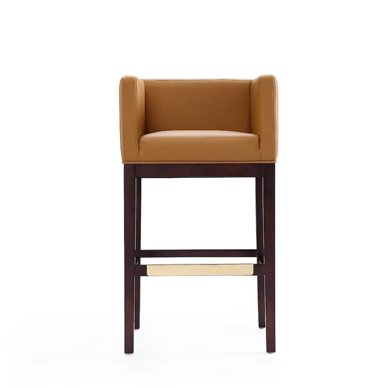 Manhattan Comfort Kingsley 38 in. Dark Walnut Beech Wood Barstool (Set of 3)