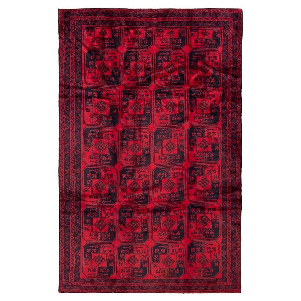 ECARPETGALLERY Hand-knotted Teimani Red Wool Rug - 6'3 x 9'8