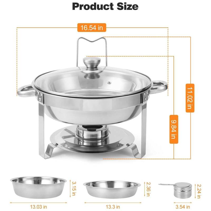 Set of 4 5 Qt Chafing Dishes, Food Warmers for Buffet - 4 Pcs