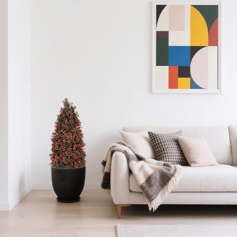 GDFStudio - Octavian Red Lotusleaf Topiary Tree Artificial Elegance（Set of 2）