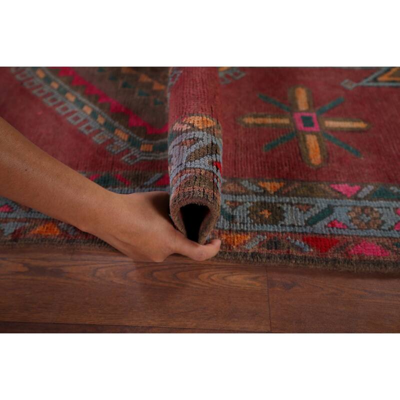 Tribal Ardebil Vintage Persian Runner Rug Handmade Wool Carpet - 3'5" x 12'9"