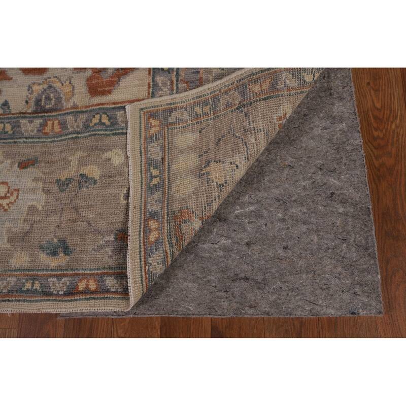 Vegetable Dye Oushak Turkish Area Rug Handmade Geometric Wool Carpet - 6'0"x 8'9"