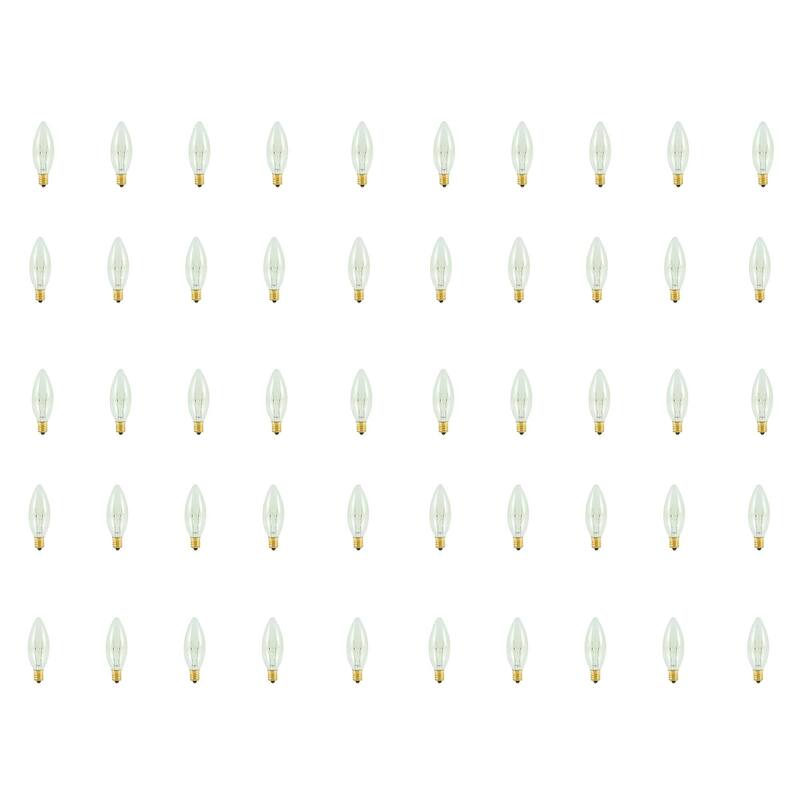 Bulbrite Pack of (50) Dimmable Clear B8 Candelabra (E12) Incandescent Bulb - 40 Watt - 280 Lumens