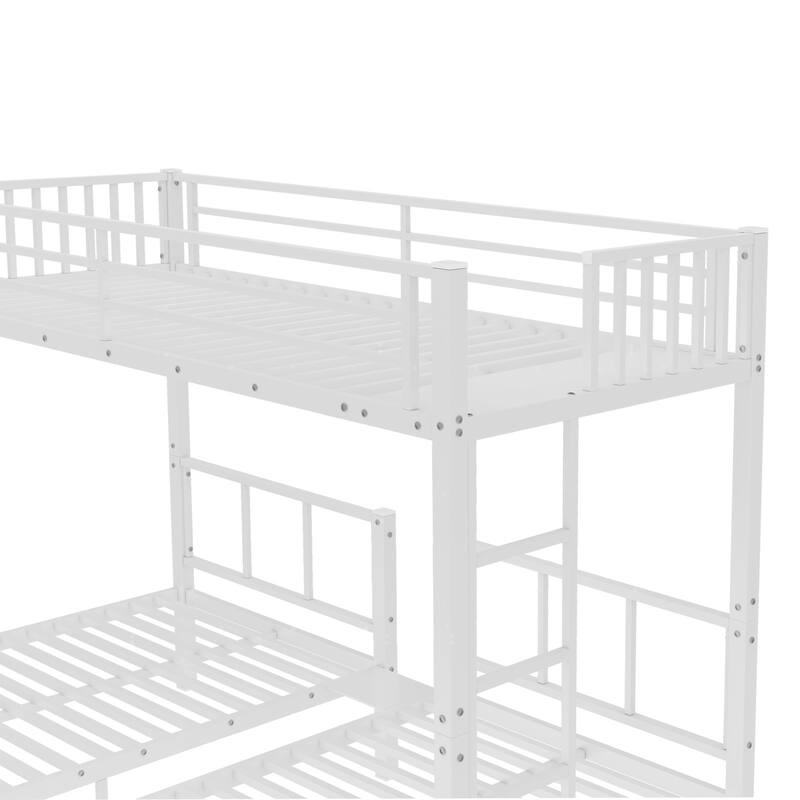 Triple Metal Bunk Bed with Twin over Twin & Twin XL, Detachable, Black, Space-Saving Design