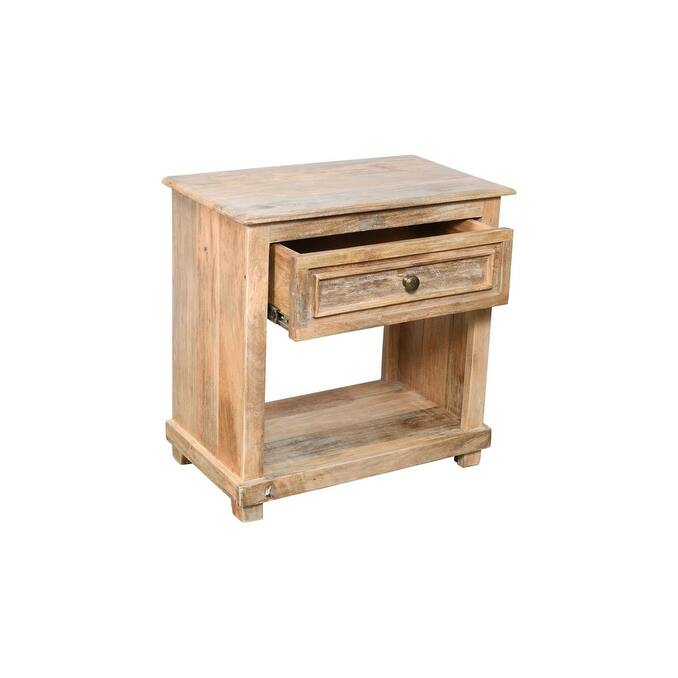 28" Distressed Natural One Drawer Solid Wood Nightstand
