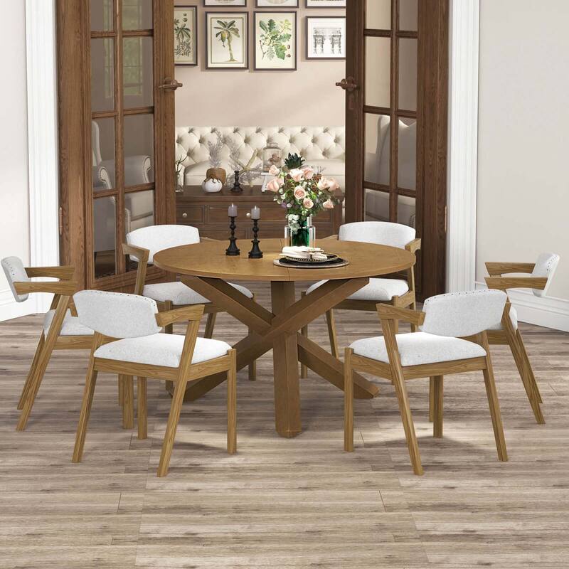 Costway 47" Round Dining Table with Solid Acacia Wood Legs for 4-6 - See Details