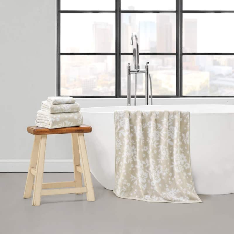 Lucky Brand Folk Floral 6-Piece Bath Towel Set 2 Bath towels 2 Hand towels 2 Washcloths - 28"x54"/16"x26"/12"x12"