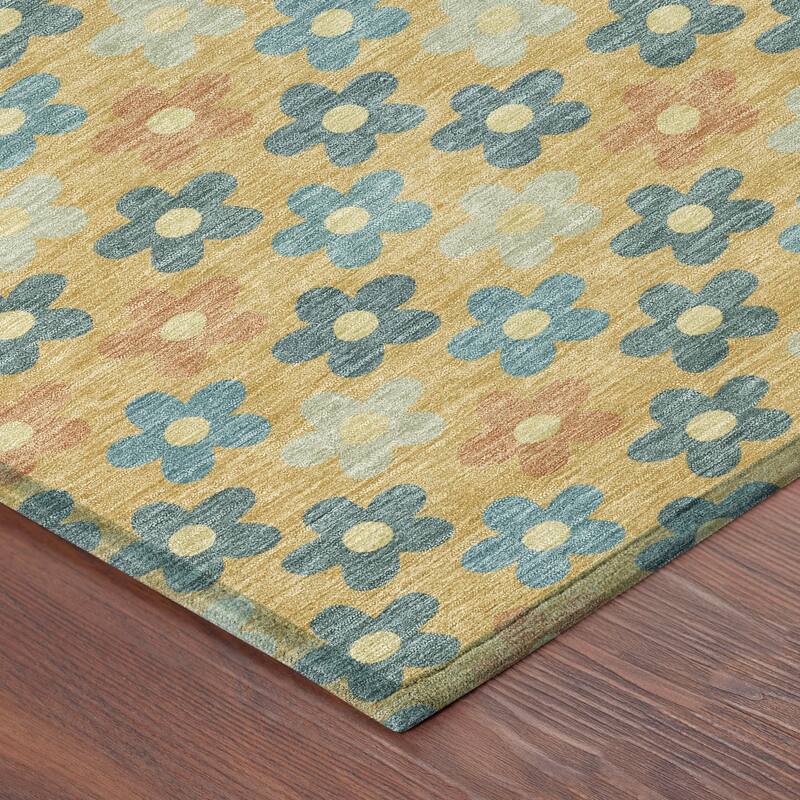 Machine Washable Indoor/ Outdoor Floral Kechi Chantille Rug