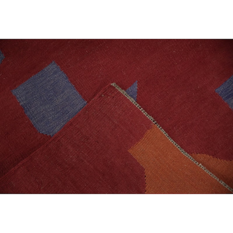 Hand Woven Oriental 100% Wool Carpet Southwestern Modern Multi-Colored Kilim Area Rug - 9' 11'' X 8' 2''
