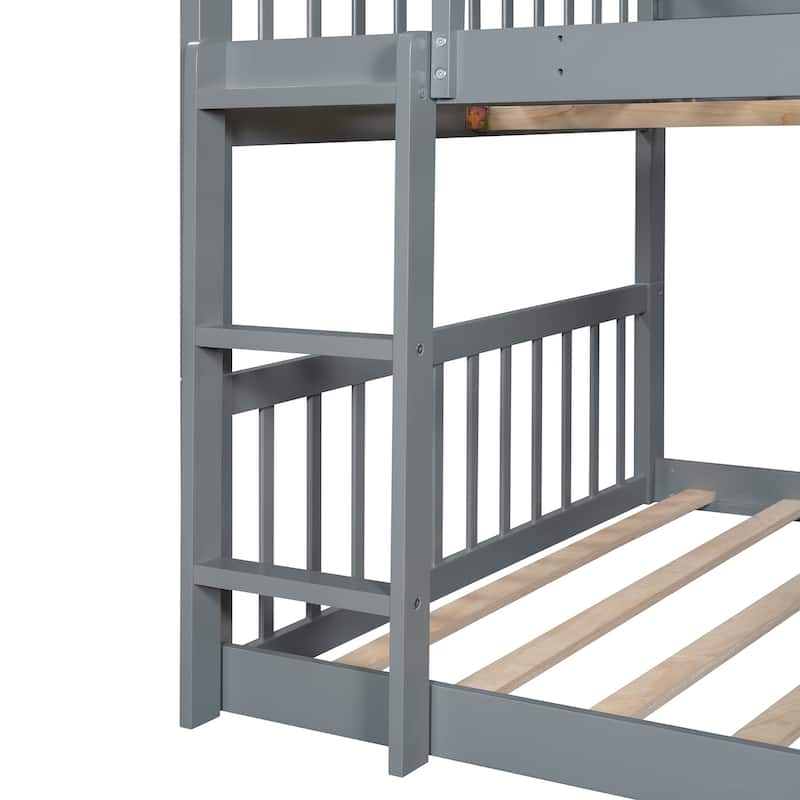 Convertible Full-Over-Full-Over-Full Triple Bunk Bed with Built-In Slide and Dual Ladders by Harper&Bright Designs