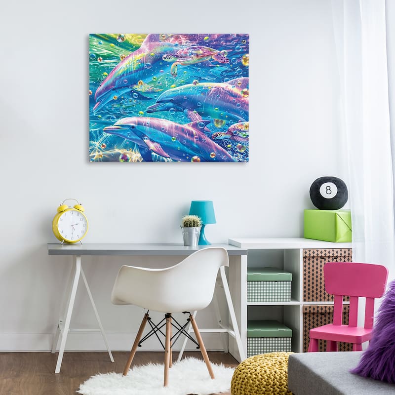 Stupell Chromatic Dolphins Trio Canvas Wall Art Design By Michael Ward