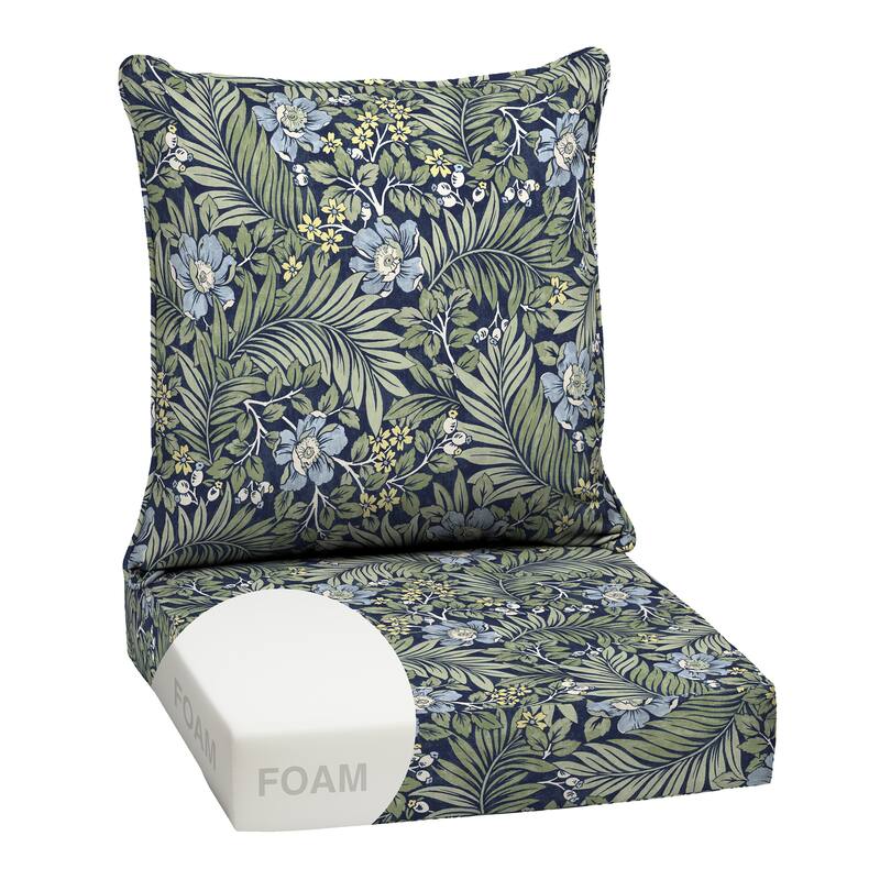 ARDEN Outdoor Foam Deep Seat Cushion Set, 24 in x 24 in - Sapphire Morrison Floral