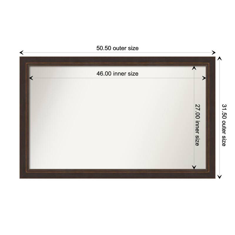 Lara Bronze Framed Non-Beveled Custom Wall Mirror, Bathroom Vanity Mirror - Outer Size: 50.5 x 31.5