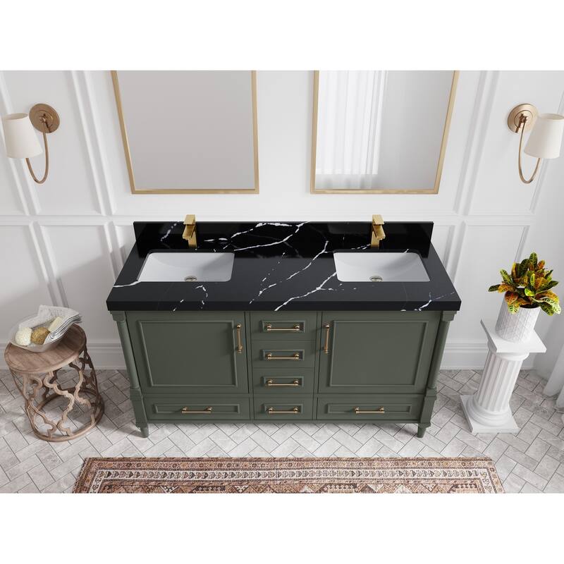 Willow Collections 60 in. W x 22 in. D Aberdeen Double Sink Bathroom Vanity with Countertop