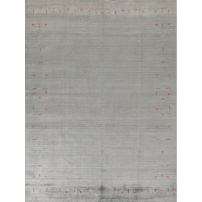 Gabbeh Indian Area Rug Hand-Knotted Beige Wool Carpet - 8'1"x 9'10"
