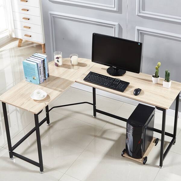 Shop L Shape Corner Computer Gaming Desk Wood Steel Laptop Table