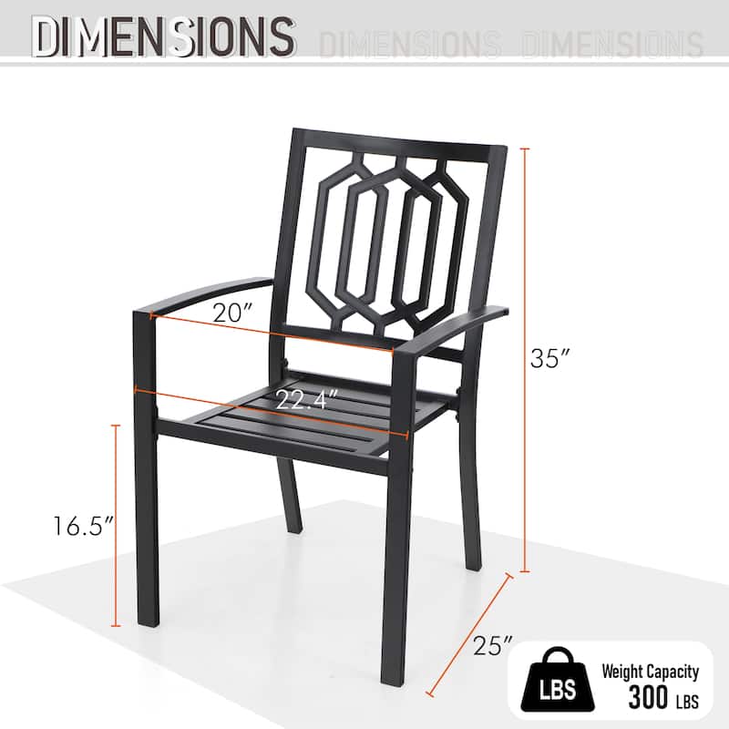 5-piece Outdoor E-coated Patio Dining Set with Stackable Chairs