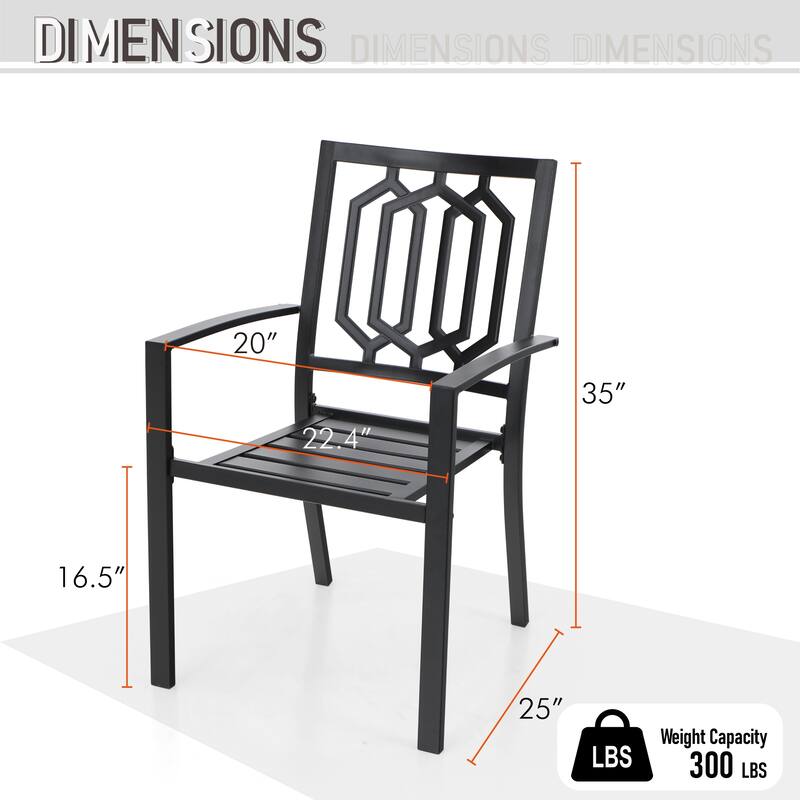 MAISON ARTS 6-Piece Patio Dining set with 1 Rectangle Steel Table, 2 Swivel Chairs, 2 Stackable Chairs and 1 Bench