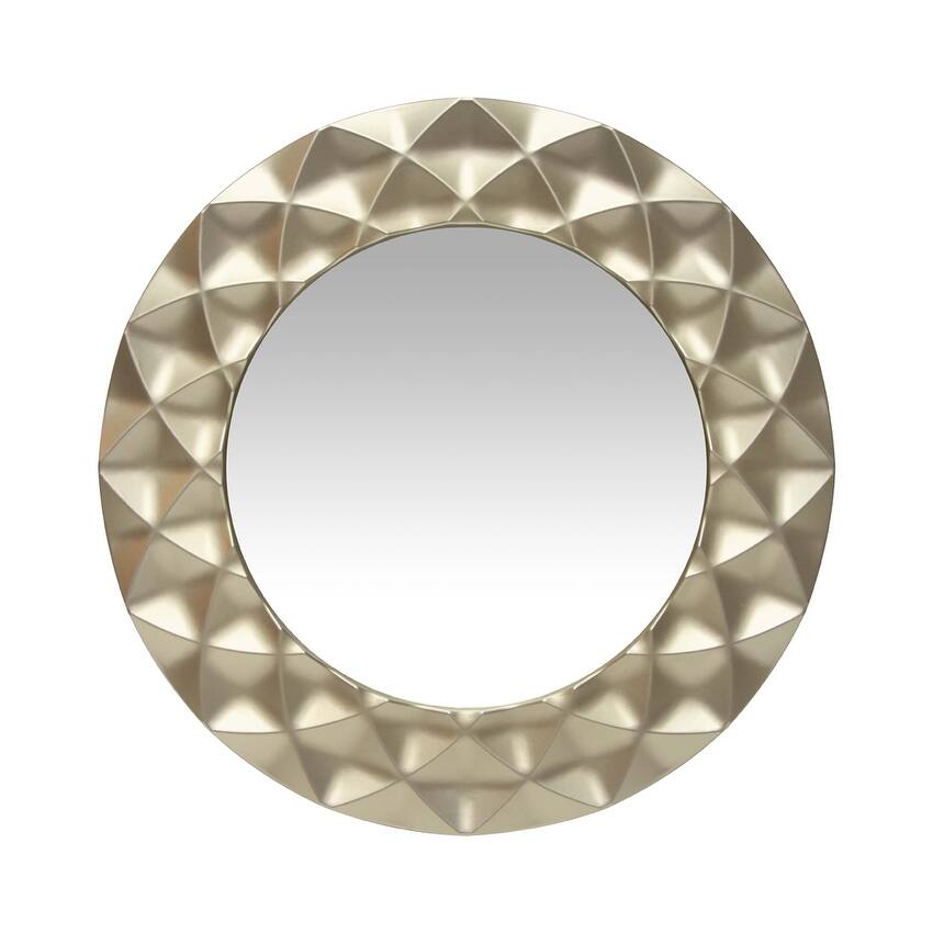 Glam 18 inch Champagne Silver Decorative Round Wall Mirror - 18 x 2.5 x 18