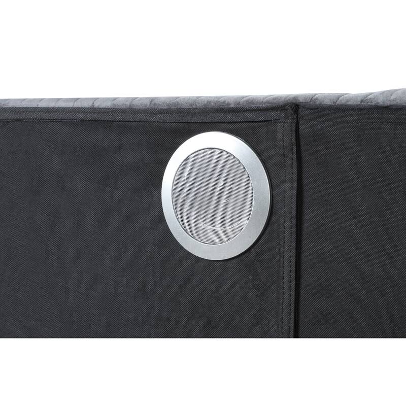 Lizelle Modern Style Queen/King Upholstered Bed with USB Ports, Fireplace Headboard & Made with Wood
