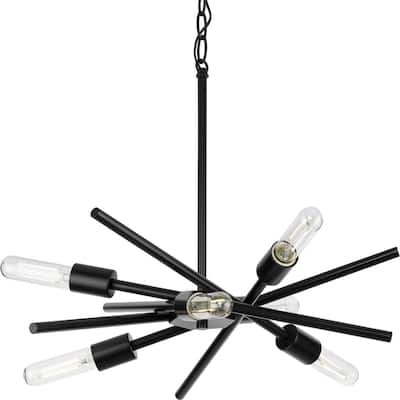 Astra Collection 6-Light 22 in. Matte Black Modern Chandelier - Medium