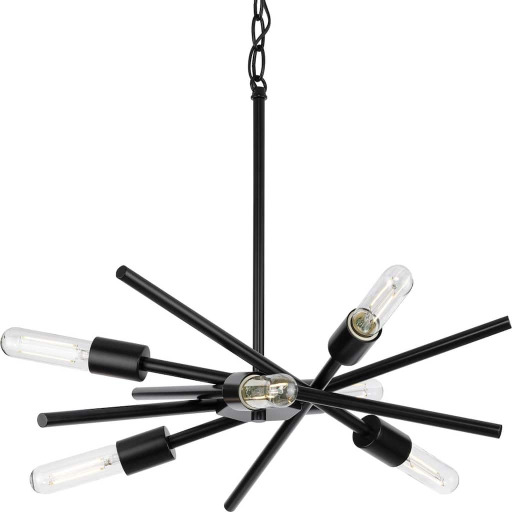 Astra Collection 6-Light 22 in. Matte Black Modern Chandelier - Medium