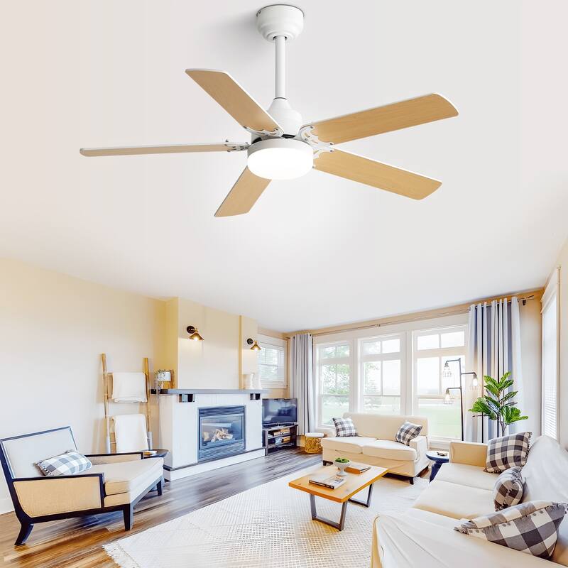 42 Inch Modern Ceiling Fan With LED Light 5 Blades Remote Control Reversible DC Motor For Bedroom