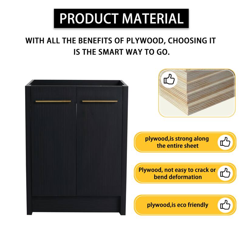 24 Inch Freestanding Bathroom Vanity with Resin Sink, With Soft Closing Door, KD-Package