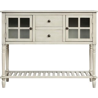 Rustic Wood Console Table with Drawers & Bottom Shelf for Living Room ...