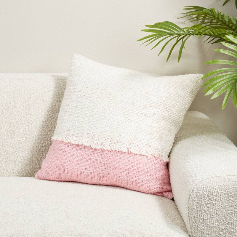 Two-Tone Fringe Throw Pillow