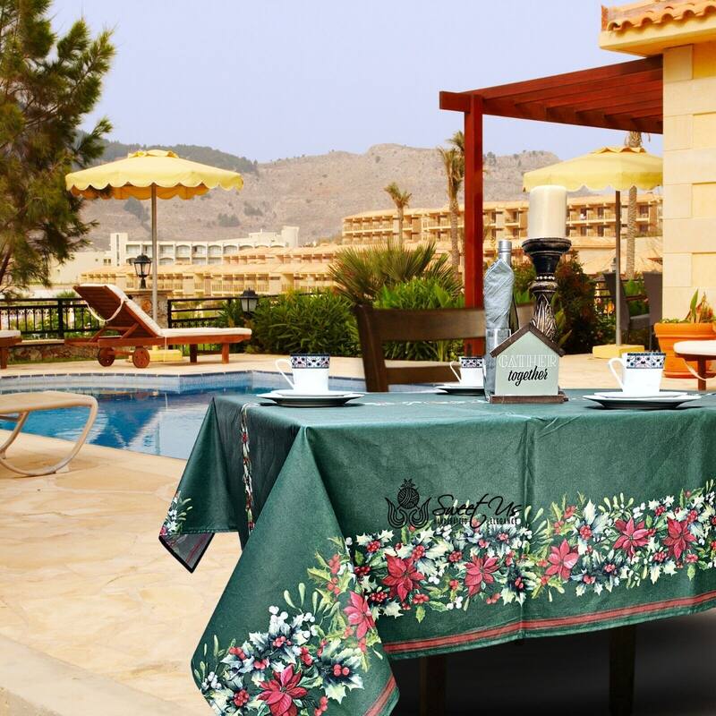 Christmas Acrylic Coated Wipeable Spill Resistant French Tablecloth