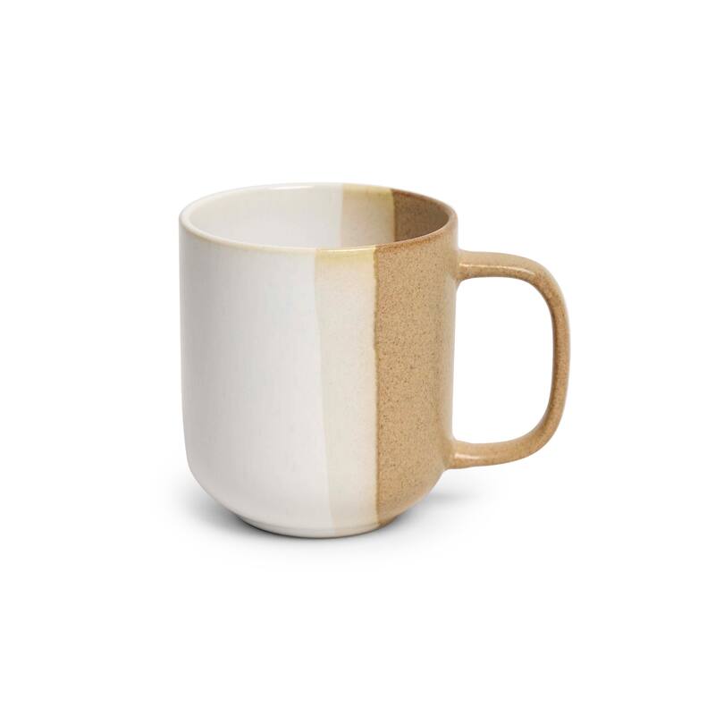 Sango Phoebe Caramel/White Coffee Mugs Set of 4, 15 oz Ceramic Cups