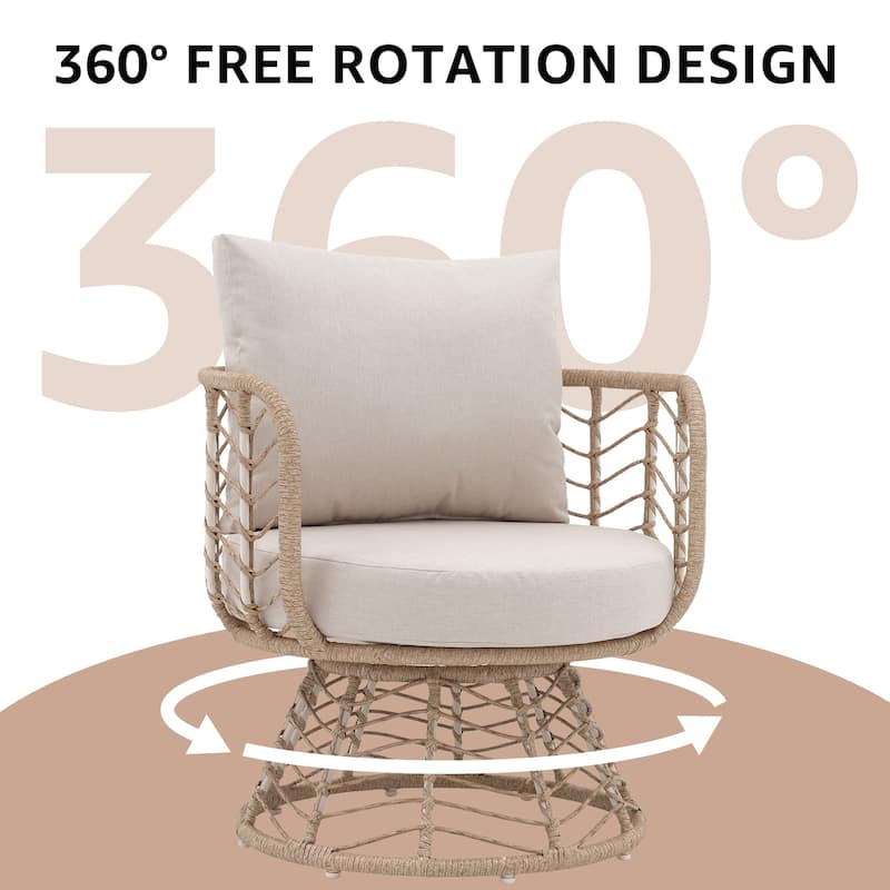 360-degree Swivel Outdoor Chair Set of 3