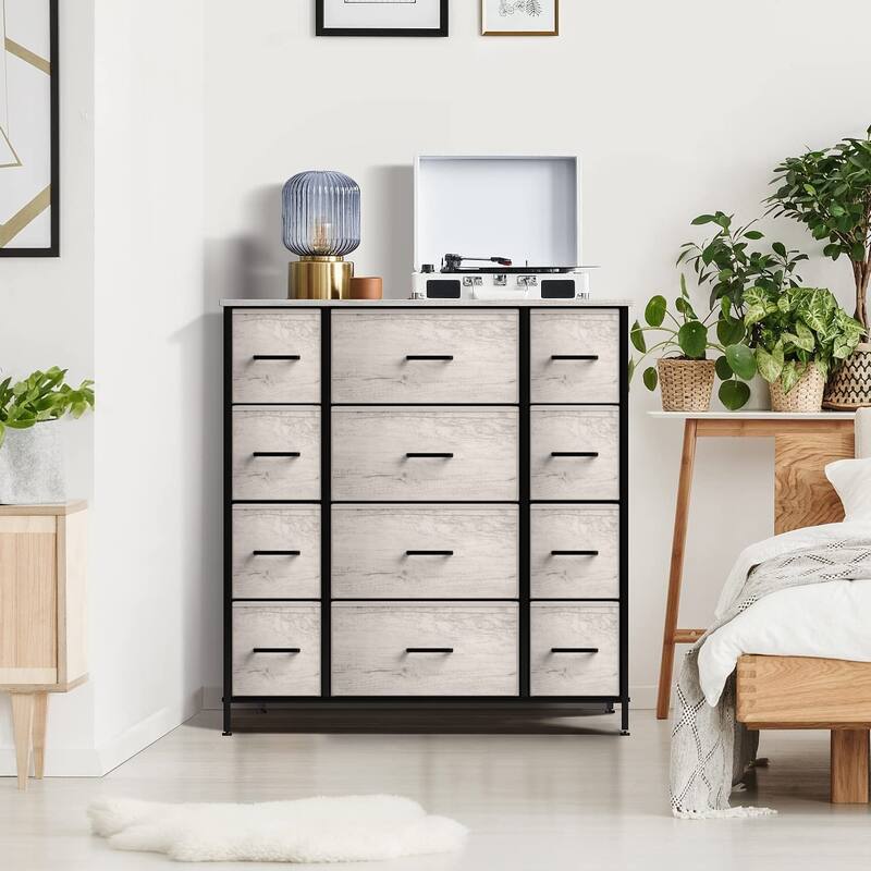 Sorbus Extra Large Chest of 12 Drawers Dresser (Faux Wood - Greige)