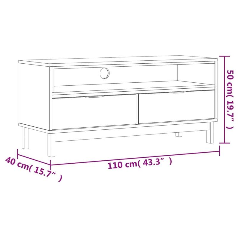 vidaXL TV Stand FLAM 43.3"x15.7"x19.7" Solid Wood Pine - 43.3" x 15.7" x 19.7"