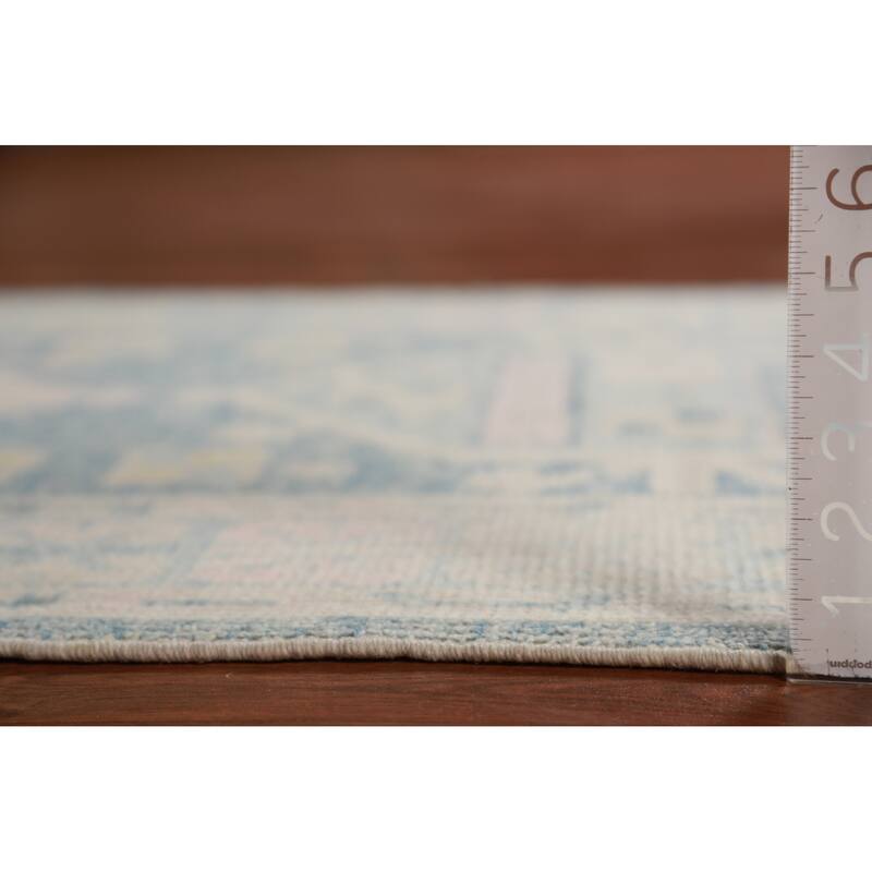 Hand Knotted Oriental 100% Wool Carpet Transitional Geometric Navy Blue & Blues Oushak Runner Rug - 17' 2'' X 3' 2''