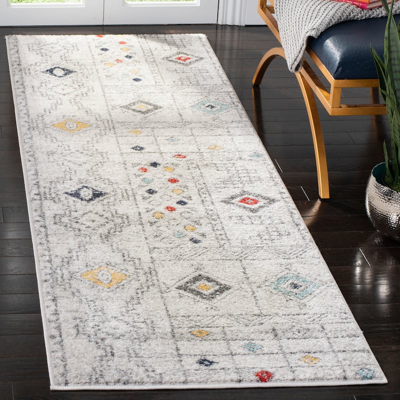 SAFAVIEH Adirondack Meri Vintage Boho Oriental Rug - 2'6" x 8' Runner - Light Grey/Aqua