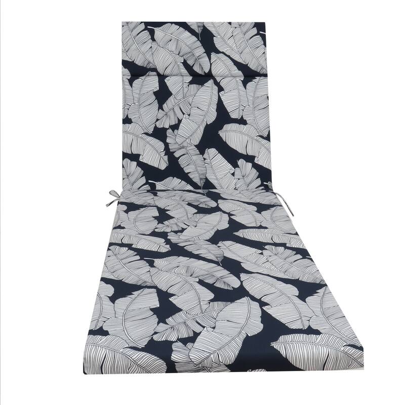 2 Piece Polyester Outdoor Cushions Set with Ties and High-Density Sponge - 66X23inch - Blue White Stripe