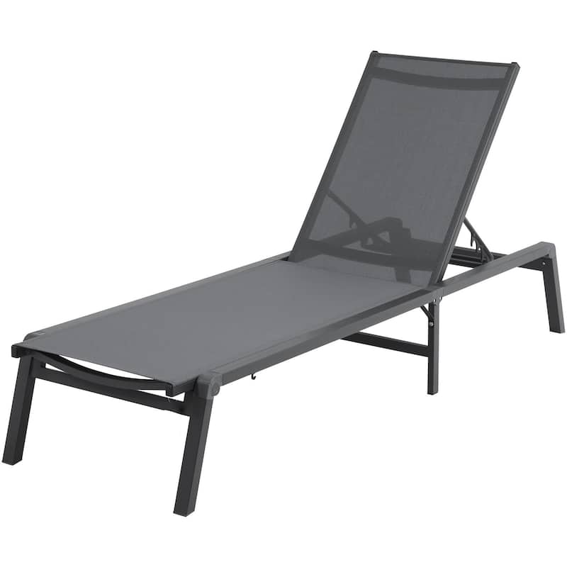5-Position Adjustable and Foldable Chaise Lounge Chair with Aluminum Frame Perfect for Outdoor Use - 71.65" x 23.43" x 34.84"